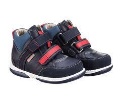 Memo Polo sneakers, dark navy m/rød - velcrosko med ekstra støtte